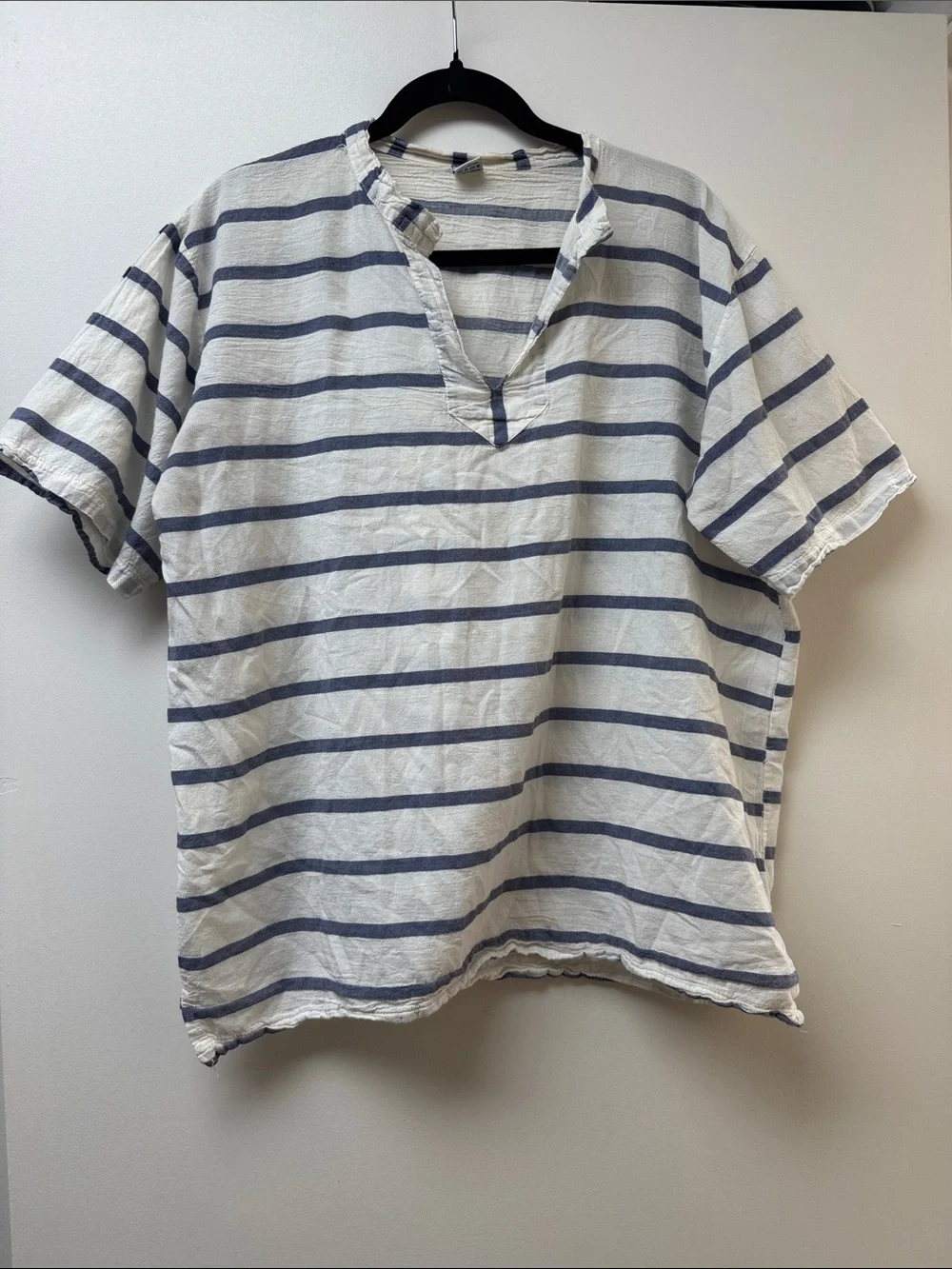 Boomil 100% Cotton Made in Greece Nautical Coastal Pop Over Top Size L Stripped